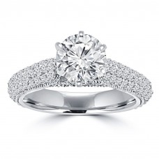 2.00 ct Ladies Round Cut Diamond Engagement Ring in 14 kt White Gold Pave Set 2.00 ct Ladies Round Cut Diamond Engagement Ring in 14 kt White Gold Pave Set